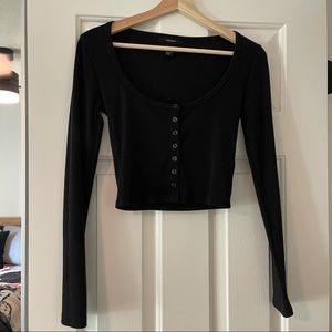 button detail long sleeve top